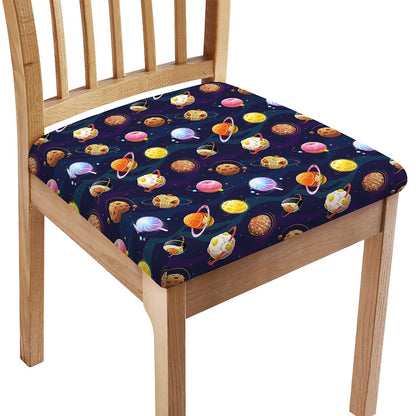 Food Planets Pattern Print Chair Cushion Cover
