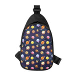 Food Planets Pattern Print Chest Bag