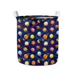 Food Planets Pattern Print Collapsible Laundry Basket