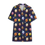 Food Planets Pattern Print Cotton Hawaiian Shirt