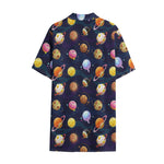 Food Planets Pattern Print Cotton Hawaiian Shirt