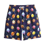 Food Planets Pattern Print Cotton Shorts