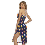 Food Planets Pattern Print Cross Back Cami Dress