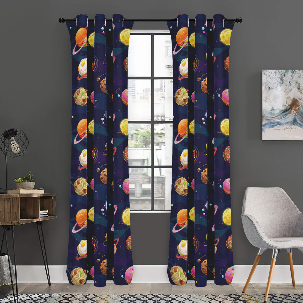 Food Planets Pattern Print Curtain
