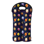 Food Planets Pattern Print Double Neoprene Wine Tote