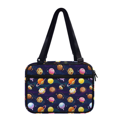 Food Planets Pattern Print Double Strap Bible Bag