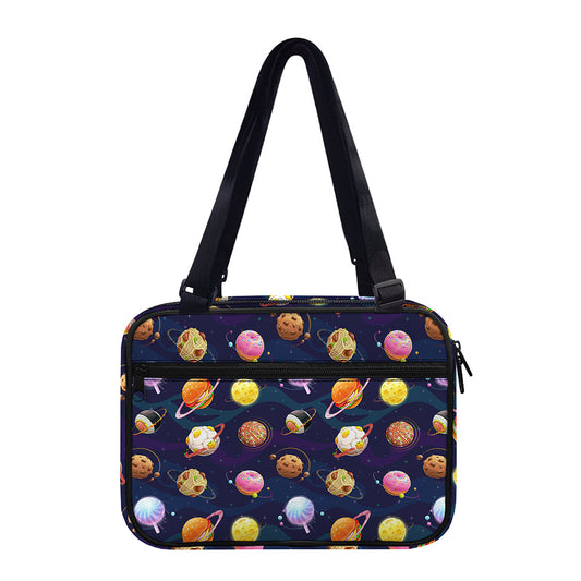 Food Planets Pattern Print Double Strap Bible Bag