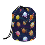 Food Planets Pattern Print Drawstring Makeup Bag