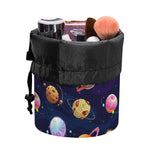 Food Planets Pattern Print Drawstring Makeup Bag