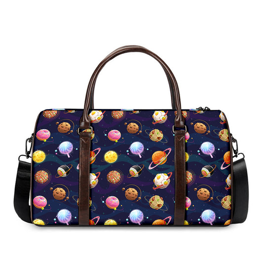 Food Planets Pattern Print Duffle Bag