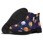 Food Planets Pattern Print Flat Ankle Boots