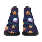 Food Planets Pattern Print Flat Ankle Boots
