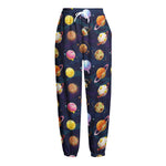Food Planets Pattern Print Fleece Lined Knit Pants