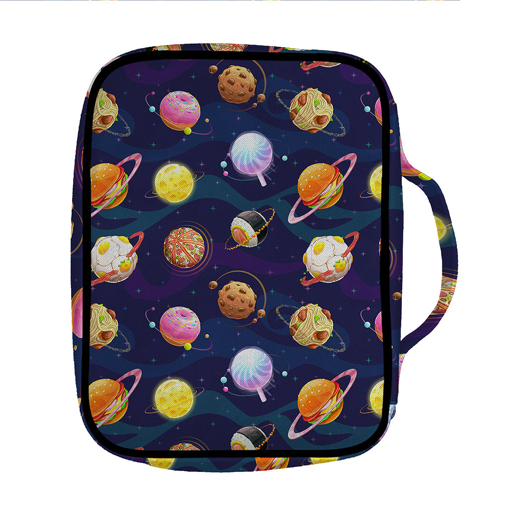 Food Planets Pattern Print Front Pocket Bible Bag