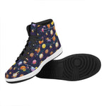 Food Planets Pattern Print High Top Leather Sneakers