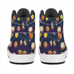 Food Planets Pattern Print High Top Leather Sneakers