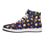 Food Planets Pattern Print High Top Leather Sneakers