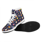 Food Planets Pattern Print High Top Leather Sneakers