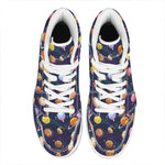 Food Planets Pattern Print High Top Leather Sneakers