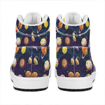 Food Planets Pattern Print High Top Leather Sneakers
