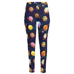 Food Planets Pattern Print High-Waisted Pocket Leggings