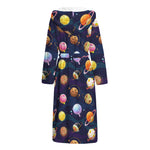 Food Planets Pattern Print Hooded Bathrobe
