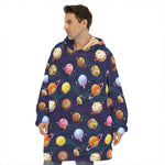 Food Planets Pattern Print Hoodie Blanket