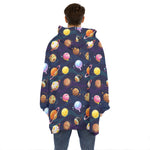 Food Planets Pattern Print Hoodie Blanket