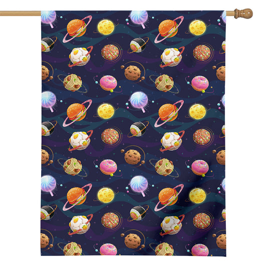 Food Planets Pattern Print House Flag