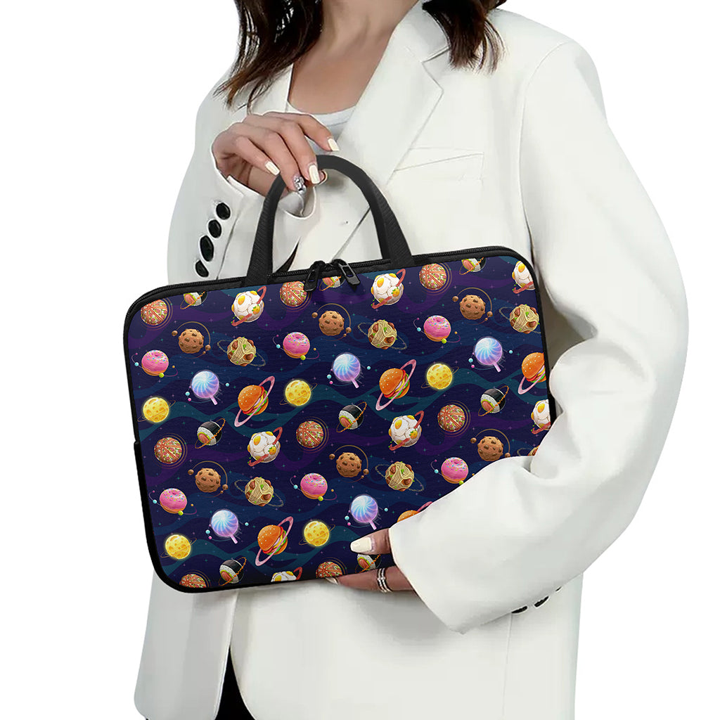 Food Planets Pattern Print Laptop Sleeve With Handle