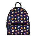Food Planets Pattern Print Leather Backpack
