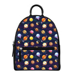 Food Planets Pattern Print Leather Backpack