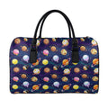 Food Planets Pattern Print Leather Duffel Bag