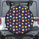 Food Planets Pattern Print Leather Spare Tire Cover