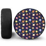 Food Planets Pattern Print Leather Spare Tire Cover