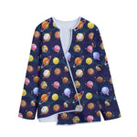 Food Planets Pattern Print Long Sleeve Short Coat