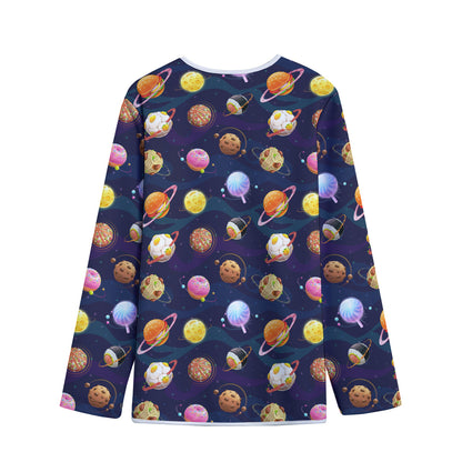 Food Planets Pattern Print Long Sleeve Short Coat