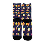 Food Planets Pattern Print Long Socks