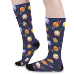 Food Planets Pattern Print Long Socks