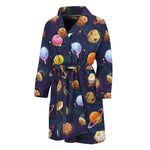 Food Planets Pattern Print Men's Bathrobe