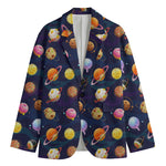 Food Planets Pattern Print Men's Blazer