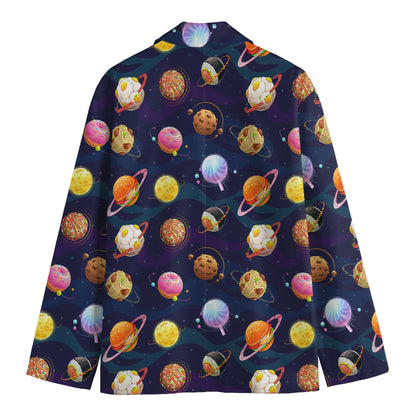 Food Planets Pattern Print Men's Blazer