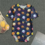 Food Planets Pattern Print Men's Bodysuit