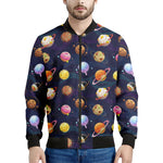 Food Planets Pattern Print Men's Bomber Jacket