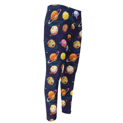 Food Planets Pattern Print Men's Compression Pants