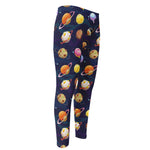 Food Planets Pattern Print Men's Compression Pants