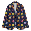 Food Planets Pattern Print Men's Cotton Blazer