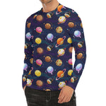Food Planets Pattern Print Men's Long Sleeve Rash Guard