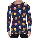 Food Planets Pattern Print Men's Long Sleeve T-Shirt
