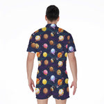 Food Planets Pattern Print Men's Rompers